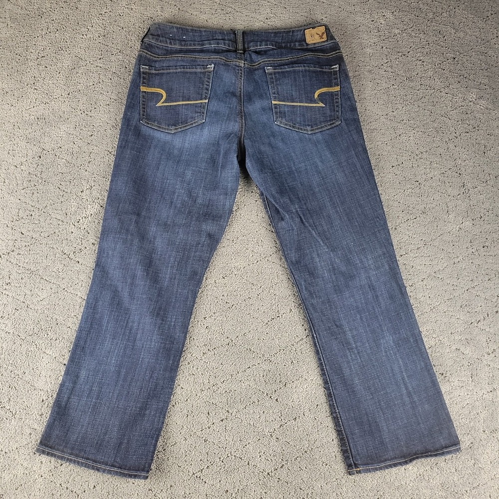 American Eagle Jeans Womens 12 Blue Artist Crop Stretch Dark Wash Mid Rise Denim - Picture 2 of 8